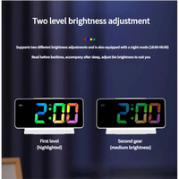 Reloj Despertador Digital LED con Pantalla y Espejo Regulable para Dormitorio Infantil, con Indicador de Temperatura, Decoración Electrónica para el Hogar, Iluminación Blanca, Grande