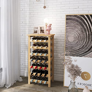 Porte-bouteilles en bambou pour 28 bouteilles, présentoir avec étagères de <span class=keywords><strong>rangement</strong></span> sur pied pour cuisine, garde-manger, <span class=keywords><strong>cave</strong></span>, bar - Product Image 2