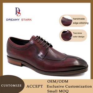 Chaussures habillées pour hommes en cuir véritable de haute qualité, faites à la main, avec surpiqûres, design bicolore, logo personnalisé, marque originale, confortables pour l'automne - Product Image 3