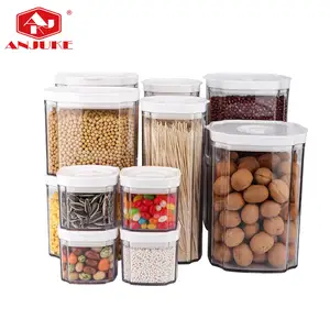 ANJUKE Air Tight Kitchen Sealed Plastic Cereal Container Set Airtight Pantry Food Storage Containers Set With Lids For Dry Food