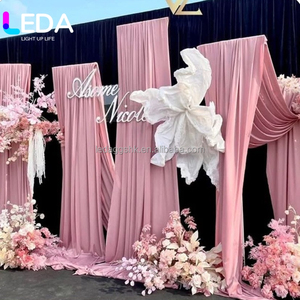LEDA <b>Backdrop</b> Curtain Drapes Pink Drape Cross Drapes Double Layer Wedding Wall <b>Backdrop</b> Stage Curtain with <b>Stand</b> Frame - Product Image 1