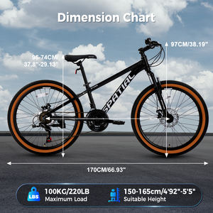 Vélo de montagne Spatial, stock entrepôt UE, 21 vitesses, capacité de charge 120 kg, pneus 26 pouces * 2.1, levier de vitesses au pouce, fourche avant à suspension - Product Image 5