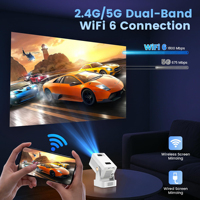 Projecteur à batterie rechargeable T2 Android 14.0 Allwinner H723 720P LCD 200 ANSI Lumens 5G WIFI6 4K