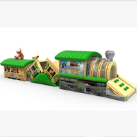 Parcours d'obstacles gonflable Jungle Train, château gonflable à thème Anime, location promotionnelle pour fêtes et événements commerciaux
