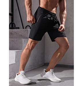 กางเกงขาสั้นผ้าสแปนเด็กซ์โพลีเอสเตอร์แห้งเร็วของผู้ชาย,กางเกงกีฬาขาสั้นมีกระเป๋าตาข่ายมีซิปสำหรับใส่ไปยิมทำจากผ้าโพลีเอสเตอร์ผู้ชาย - Product Image 5