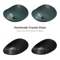 Vasque artistique en céramique Yingjie Pebble, forme organique, émaillée cristal, sans trop plein, à poser sur comptoir, pour salle de bain design, vente en gros