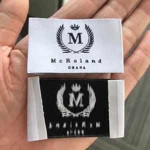 Custom Brand Garment Accessories High Definition Satin Polyester Garment Cloth Woven Tag Back Neck Main Labels for T-Shirt