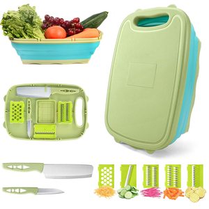 9-in-1 Outdoor Foldable Plastic Cutting Board Set Kitchen Silicone Fruit & Vegetable Cutting Board with Knife Basket - Product Image 1