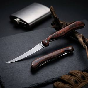 Coltello Pieghevole Professionale per Filettare Pesce con Lama in Acciaio 7Cr17 da 1,8mm, Manico in Legno Pakka e Chiusura Liner Lock - Product Image 3