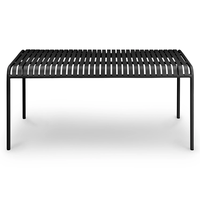 Table à manger extérieure moderne en acier inoxydable noir avec revêtement en poudre, style minimaliste, durable, personnalisable, 6/8/10 places, haute qualité