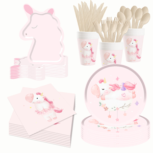 Articles de fête sur le thème de la licorne DAMAI pour filles, assiettes en papier roses, gobelets, guirlande, vaisselle jetable pour fête - Product Image 4