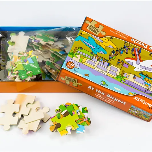 Grosir anak-anak potongan besar bentuk A4 ukuran 12 24 36 48 buah teka-teki Jigsaw tebal