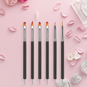 Set 6 Dual-Purpose Flat Acrylic Nail Durable Nylon Manicure Pen Double-Head <b>Light</b> Therapy <b>Pull</b>-Line Paint Dot Drill Popular - Product Image 1