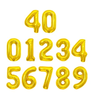 Globo de papel de aluminio con número de 40 pulgadas 0-9, globos de gran número, oro, plata, suministros para fiesta de cumpleaños, decoraciones, globos de papel de helio