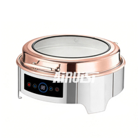 Ensemble de buffet de luxe semi-or rose 6L 9L en acier inoxydable, chauffe-plat électrique