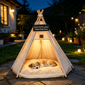 Cama tipi personalizada de poliéster y algodón para gatos y perros, cama tipi para mascotas pequeñas y medianas con almohadilla gruesa de felpa - Product Image 1