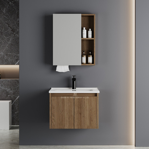 Meubles de salle de bain muraux modernes Vasque en céramique Armoire de salle de bain Hôtel <span class=keywords><strong>Meuble</strong></span> de salle de bain en PVC résistant à l'eau avec lavabo - Product Image 2