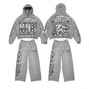 Conjunto Deportivo de Sudadera con Capucha y Pantalones Color Morado Sólido de LONG MISSION INDUSTRY, Corte Regular, 100% Algodón, Informal de Invierno, Unisex - Product Image 2