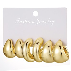 Nuevos Aretes de Aro Grandes en Forma de C con Gota de Agua Dorados de Moda para Mujer, Set de Joyería para Fiesta, Regalo, Aretes de Botón de Moda - Product Image 4