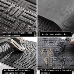 Tapis d'entrée en polypropylène gaufré 3D, caoutchouc antidérapant, résistant à la saleté, tapis d'entrée extérieur pour l'entrée de la maison - Product Image 3