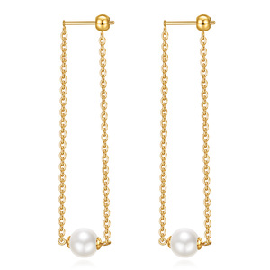 Fashion <b>Tassel</b> Long Chain <b>Earrings</b> 50Mm 7Mm Pearl Stud <b>Earrings</b> For Party Zinc Alloy Stainless Steel Post - Product Image 5