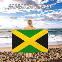 Custom Microfiber Bath Towel Watercolor Jamaica Flag Oversized Quick Dry Absorbent Sand-Free Blanket for Men Women Summer