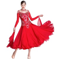 B-18339 Haute qualité nouvelle norme nationale moderne robe de danse sociale personnalisée salle de bal lisse danse robe en mousseline de soie pour la concurrence
