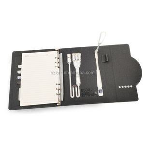 Planificateur multifonctionnel A5 Powerbank 8000mah Nouveau chargeur sans fil Affichage de l'heure Lampe Tissu Cuir Coffret cadeau avec <span class=keywords><strong>agenda</strong></span> - Product Image 1