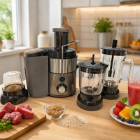 Mixeur centrifuge multifonctionnel de cuisine mini 800W à vitesse variable, machine à jus avec lames en acier inoxydable et grande ouverture de 65 mm