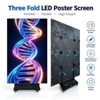 Écran d'affichage LED pliable à trois volets P1.86, affichage publicitaire pliable, signalisation numérique intérieure pour les magasins de détail, vitrine de magasin, panneau d'affichage