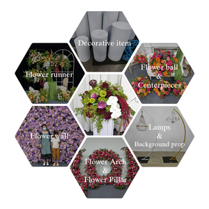 Composition florale artificielle en soie vert bordeaux, orchidées blanches, guirlande florale moderne faite à la main, décoration de cérémonie de mariage et panneau de bienvenue - Product Image 5