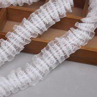 Bordure en dentelle plissée en polyester solide de 4 cm (1,6 pouce) en fil de neige, style Europe-Amérique pour vêtements, textile de maison et bricolage