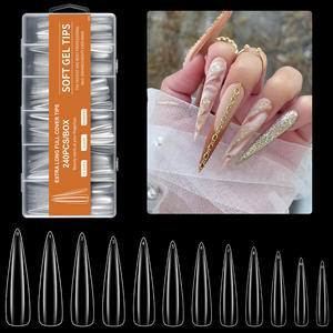 JIEYU Faux ongles carrés effilés en acrylique transparent à couverture complète, à presser, pour DIY et salons professionnels - Product Image 1