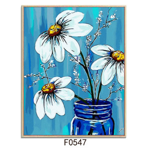 Decorazione Murale per Soggiorno, Fiori Blu, Pittura Acrilica Facile, Dipingi con i Numeri per Adulti, Set di Pittura Acrilica con Numeri - Product Image 1