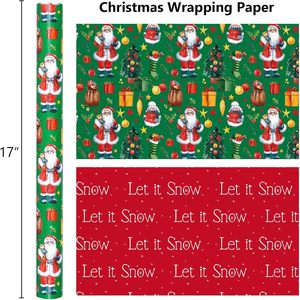 Empaque de regalo navideño con coloridos diseños de Papá Noel y árboles de Navidad, impresión a doble cara, personalizable - Product Image 2