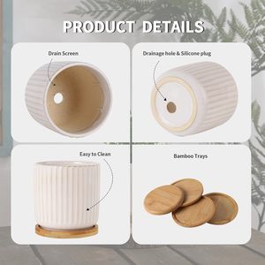 Juego de 4 Macetas de Cerámica MDJ de 4 Pulgadas con Orificios de Drenaje, Diseño Moderno para Uso en Interiores, para Suculentas, Cactus y Hierbas - Product Image 3