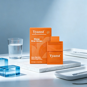 Vente en gros de bandes buccales personnalisées pour le sommeil, boîte d'emballage géométrique orange, 30 pièces, film à dissolution rapide pour la relaxation nocturne et le bien-être, approvisionnement en vrac - Product Image 5