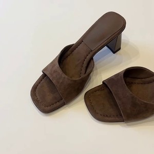Mules de piel de oveja con punta cuadrada, sin cordones, transpirables para verano, con forro de cuero genuino. - Product Image 2