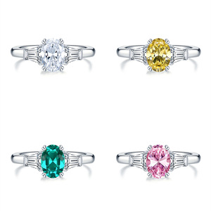 Gioielli di Lusso <span class=keywords><strong>in</strong></span> Argento Sterling S925, Anello di Fidanzamento con Zirconia Ovale da 1,5 Carati 6x8mm, Regalo per Donne - Product Image 2