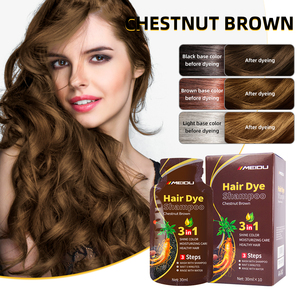 Wholesale Bubble Foam Dark Brown Black Color Ammonia-Free Private Label Natural Plant Ingredients meidu 3 in 1 Hair Dye Shampoo - Product Image 3