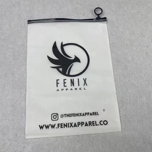 Wholesale Custom Logo Frosted Zipper <b>Bag</b> T-shirt Sock Packaging Plastic <b>Garment</b> <b>Bag</b> Ziplock <b>Bags</b> with Black Ring - Product Image 6