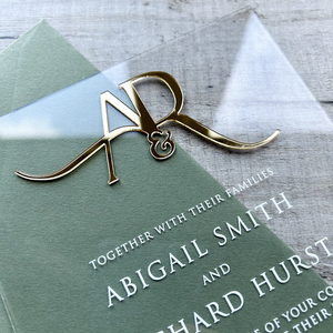 Sang trọng tùy chỉnh gương vàng Monogram tag với rõ ràng Acrylic lời mời đám cưới phong bì sáp con dấu - Product Image 2