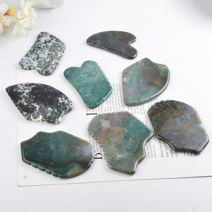 Huiying OEM ODM, Logotipo Personalizado, Piedra de Ágata Musgosa en Forma de Hacha, Herramienta de Masaje Facial y Corporal Gua Sha, Terapia de Sanación - Product Image 3