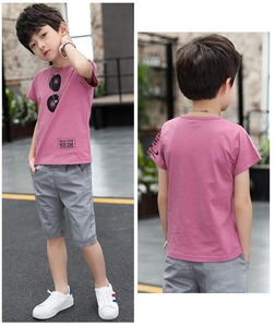 ชุดเซ็ตเสื้อยืดและกางเกงขาสั้นพิมพ์ลายลำลองผ้าฝ้ายออร์แกนิคสำหรับเด็กผู้ชาย 2 ชิ้น สไตล์ใหม่สำหรับฤดูร้อน จากประเทศจีน - Product Image 4