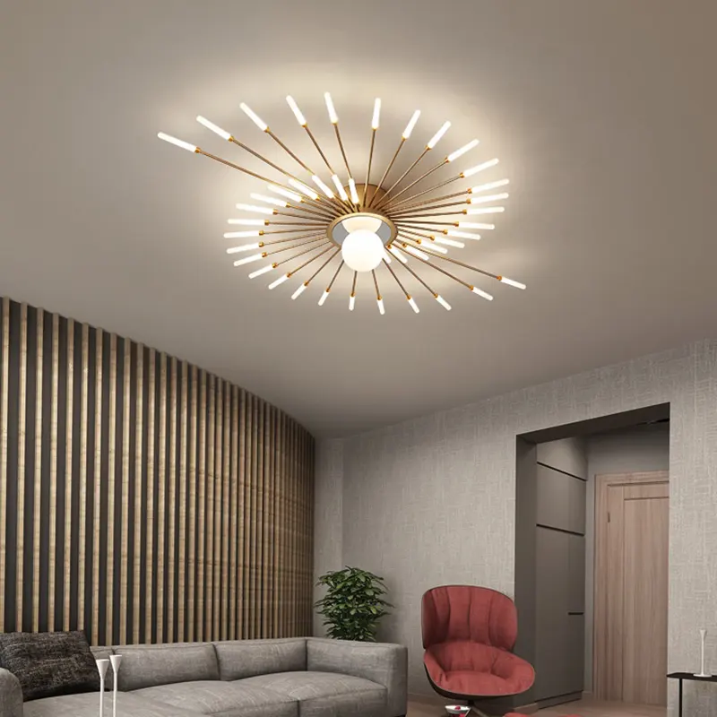 Living Room Nordic Gold Decorative Modern LED Chandelier Ceiling Lights