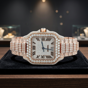 Square Dial Quartz Watch Moissanite Bracelet Wristwatch <b>Water</b> Resistant Stainless Steel Case Sapphire <b>Crystal</b> for Men - Product Image 2