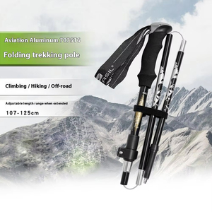 Tongkat Trekking Ultra-Ringan 5-Bagian dari Paduan Aluminium 7075 dengan Pegangan EVA dan Ujung Baja Tungsten, Tongkat Jalan Lipat untuk Pendakian OEM - Product Image 2