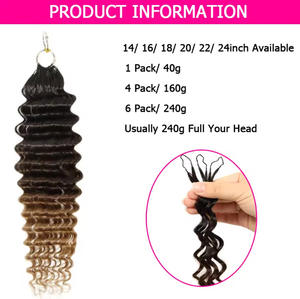 Extensiones de Cabello Humano de Ganchillo Pre-Separadas, Extensiones de Cabello Humano con Efecto Pluma, Rizado Profundo, Color Ombre 1B/4/30, Proveedor de Cabello - Product Image 3