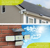Lámpara de Pared LED Solar de Seguridad con Sensor Integrado/Independiente de 4 Cabezas para Garaje, 288/338A, con Control Remoto Infrarrojo