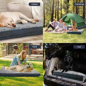 Cama ortopédica impermeable Reversible de tamaño XL gris oscuro, caja de espuma para huevos sólida de lujo, funda lavable ecológica para perros - Product Image 6